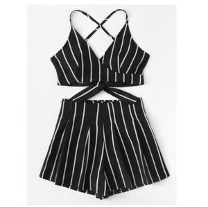 Striped Surplice Cami w/shorts
